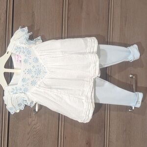 Tommy Bahama White and Light Blue Embroidered Baby Toddler Outfit